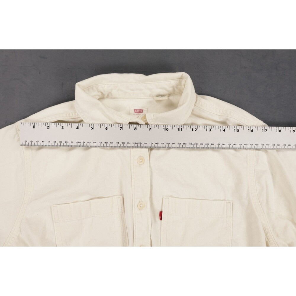 Levis Womens Medium Cream Off White Cropped Utility Jacket Shirt A1900-0001 M - Picture 10 of 10